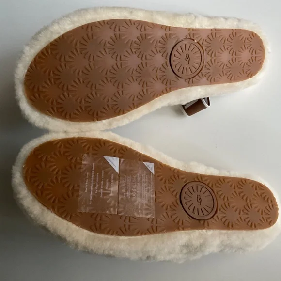 SOLD - UGG Fluff Yeah Shearling Slingback Sandal in Natural Sz 9 - Picture 8 of 9
